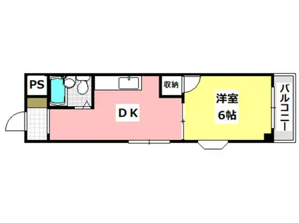 第2四井コーポ(1DK/3階)の間取り写真