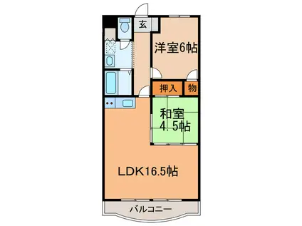 KIソシアI(2LDK/2階)の間取り写真