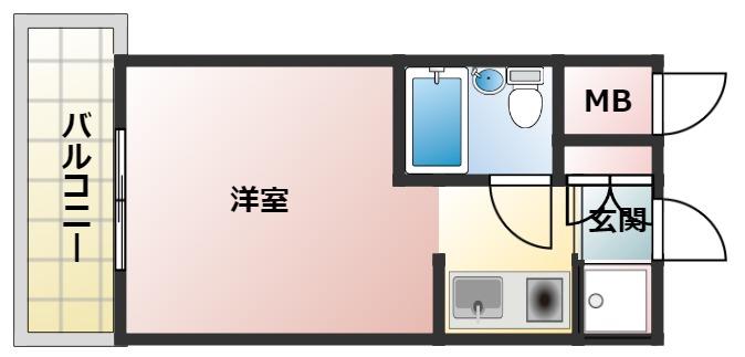 ライオンズマンション三宮(ワンルーム/4階)の間取り写真