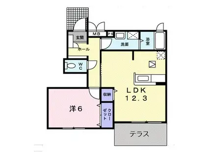 パルコプレッソ(1LDK/1階)の間取り写真