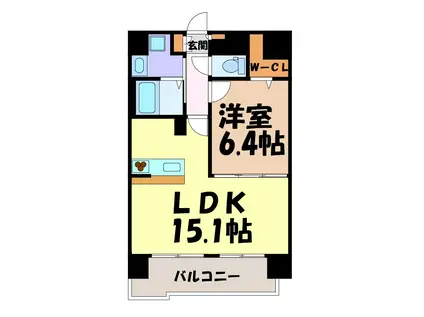 リバーコート砂田橋I(1LDK/12階)の間取り写真