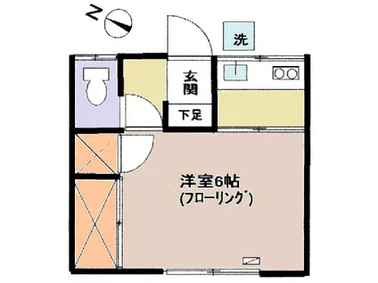 内田荘(1K/2階)の間取り写真