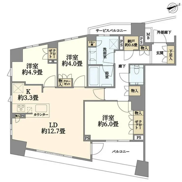 ブランズ戸塚 3階階 間取り