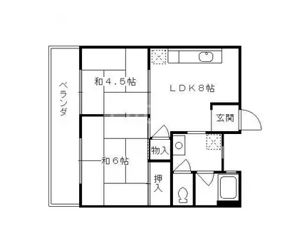 南桂雲荘(2LDK/2階)の間取り写真