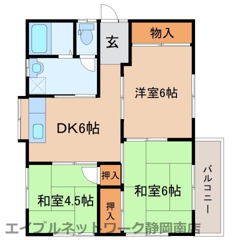 ハイツ 岡村(3DK/2階)の間取り写真