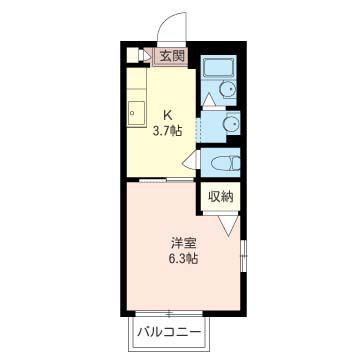 シャルマン茜(1K/1階)の間取り写真