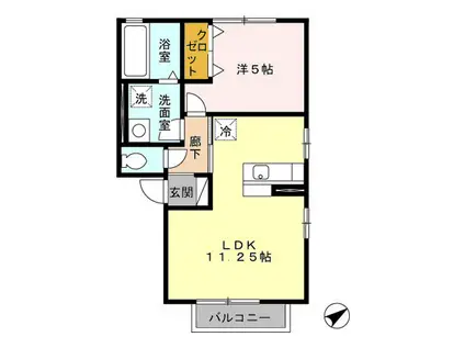 サウスイーストノア(1LDK/2階)の間取り写真