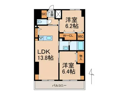 友田町店舗付きマンション(2LDK/9階)の間取り写真