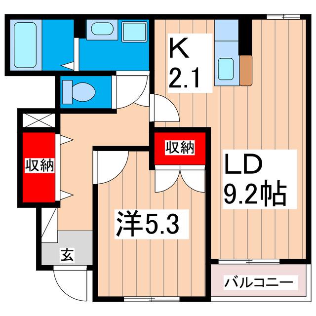 クレアトゥール(1LDK/1階)の間取り写真