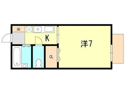 フレンドハイツ須磨(ワンルーム/2階)の間取り写真
