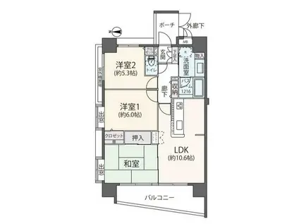 グリーンコート海老名Ⅲ番館アルファスクエア(3LDK/6階)の間取り写真