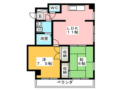 メゾンコーセイ(2LDK/3階)の間取り写真