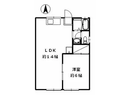 明和荘A棟(1LDK/2階)の間取り写真