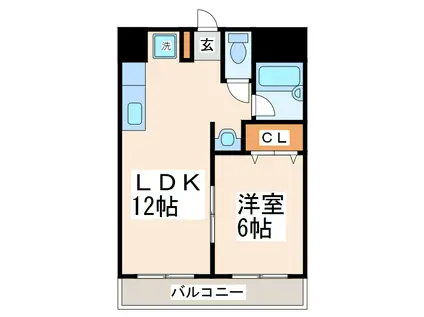 プレジデント島崎(1LDK/3階)の間取り写真