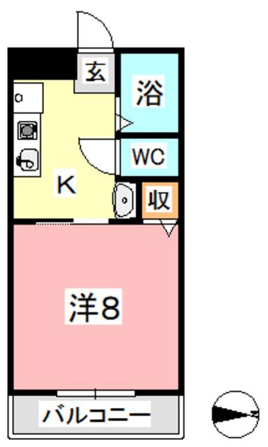 ルネス21(1K/4階)の間取り写真