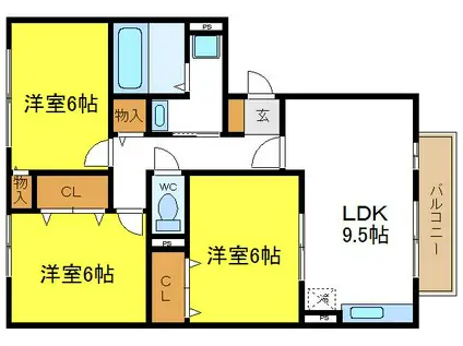 コートダジュール(3LDK/3階)の間取り写真