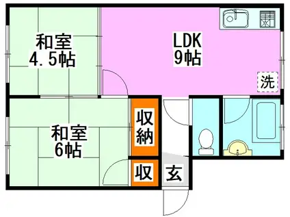 コーポ光(2LDK/1階)の間取り写真