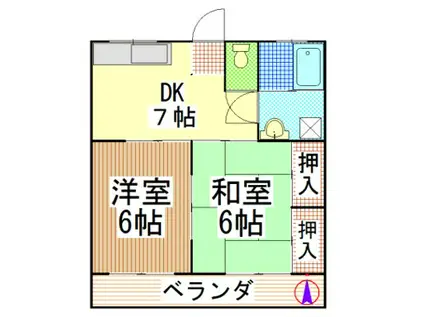 祝吉コーポレーション(2DK/1階)の間取り写真