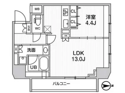 ジェノヴィア浅草橋IIスカイガーデン(1LDK/11階)の間取り写真