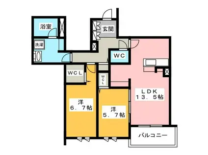 シャーメゾン加納青藤(2LDK/2階)の間取り写真