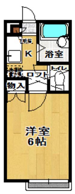 パルーム開成 A棟(1K/2階)の間取り写真