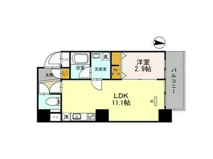 MCOURT新町(1LDK/9階)の間取り写真