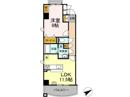 ベルファミーユ高根台 3(1LDK/6階)の間取り写真