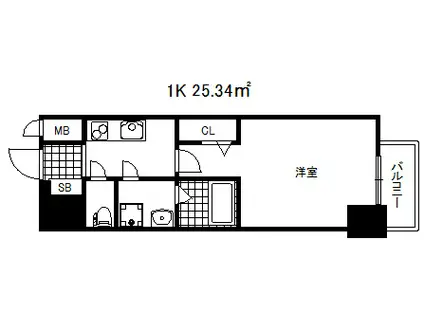ラナップスクエア湊川公園(1K/9階)の間取り写真