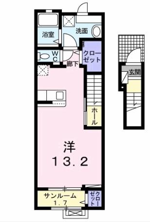 マリオ葛島 B(ワンルーム/2階)の間取り写真