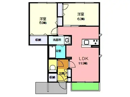 イルクオーレ A(2LDK/1階)の間取り写真