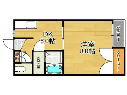 広島電鉄本線 広電西広島駅(己斐) 徒歩10分 2階建 築27年(1DK/2階)の間取り写真