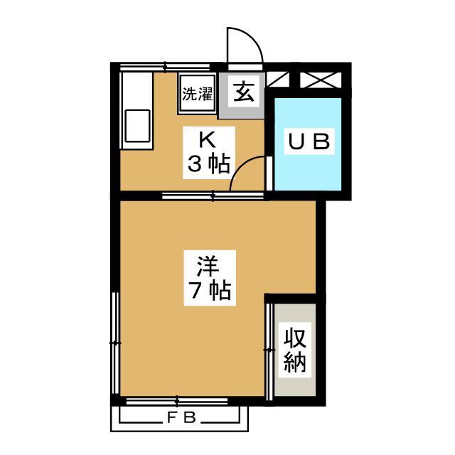 ゆずの木荘(1K/1階)の間取り写真