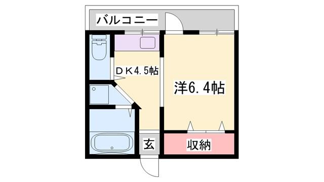 ヒルハイツA棟(1DK/1階)の間取り写真
