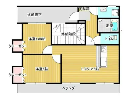 ベアコーポ(2LDK/2階)の間取り写真