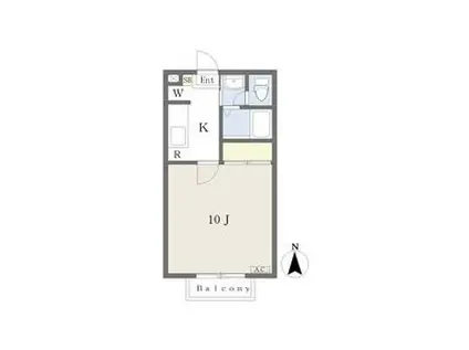 KフラットB(1K/2階)の間取り写真