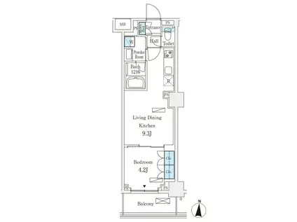 ロイジェントパークス押上錦糸町(1LDK/4階)の間取り写真