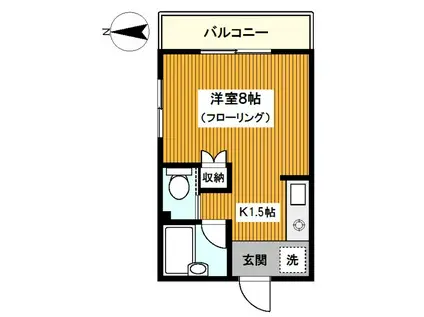 アルファメゾン(1K/2階)の間取り写真