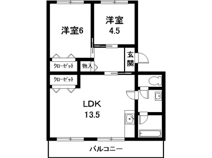 コーポまやだ(2LDK/4階)の間取り写真