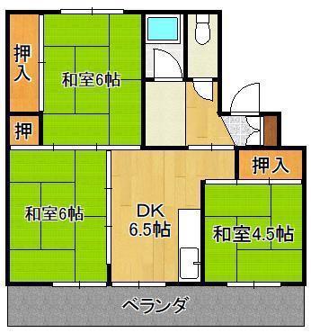 オアシス芦屋1号棟(3DK/5階)の間取り写真