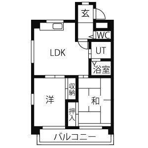 スカイヒルズ(2LDK/3階)の間取り写真