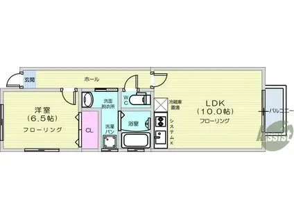 ツインハウスE(1LDK/1階)の間取り写真