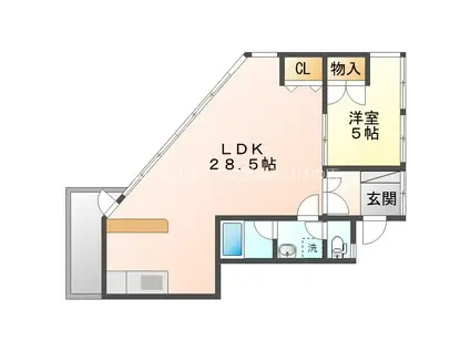 山本ビル(1LDK/4階)の間取り写真