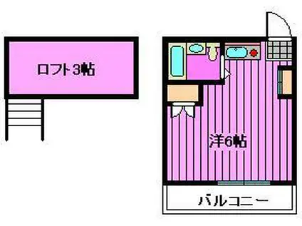 リレントレオII(ワンルーム/2階)の間取り写真