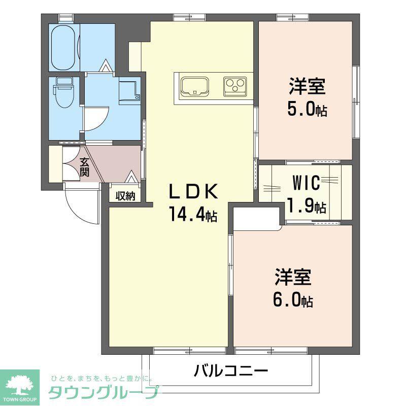 セリネ材木座(2LDK/2階)の間取り写真