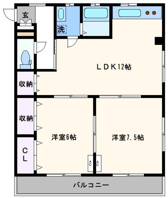 斉藤ビル(2LDK/2階)の間取り写真