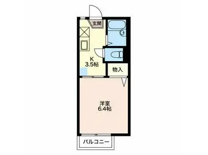 チロリン村(1K/2階)の間取り写真