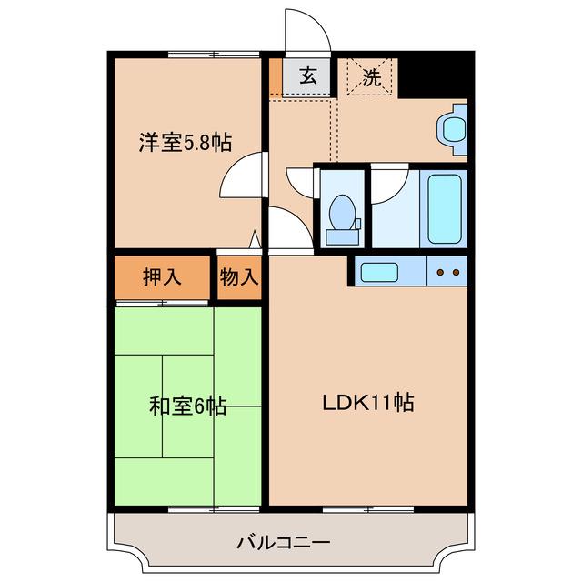 キャトルセゾンII(2LDK/1階)の間取り写真