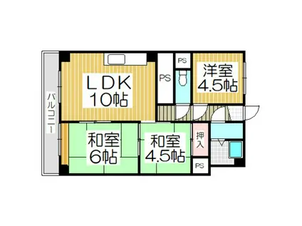 サンハイツかどや(3DK/4階)の間取り写真