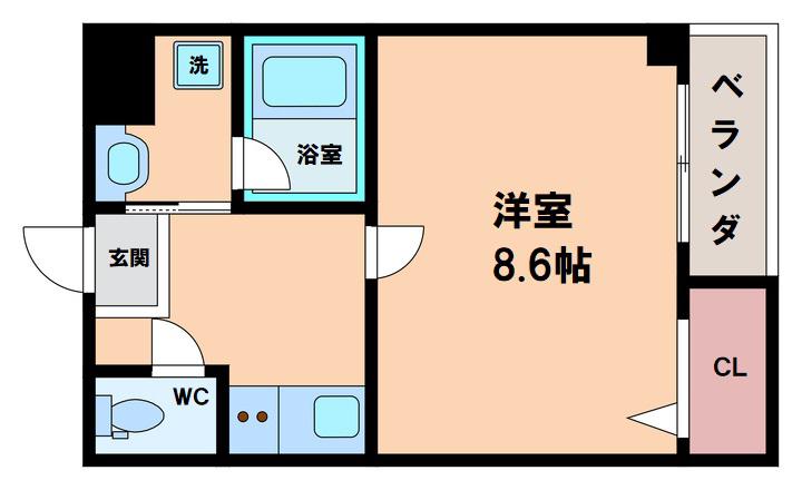 ソリティア桃谷(1K/2階)の間取り写真