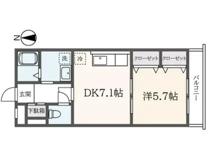 ジュネスプレントリー(1DK/4階)の間取り写真